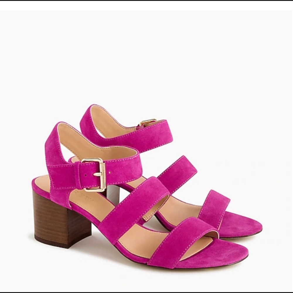 JCrew 3-straps sandals with heels in suede US 7
